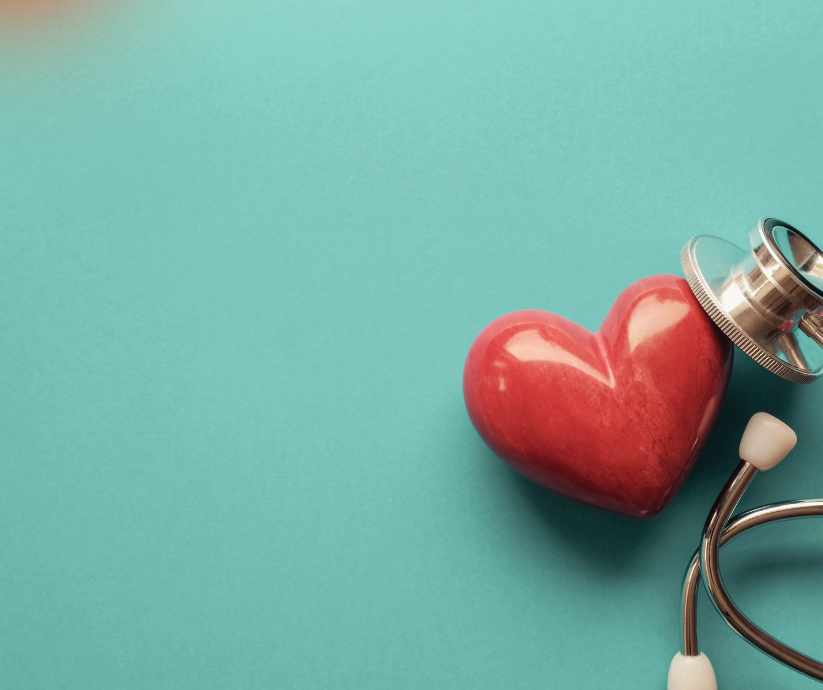 Heart shaped item and a stethoscope