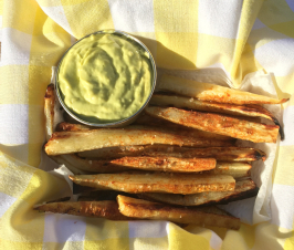 Roasted Parsnip Fries with Raw Avocado Mayonnaise