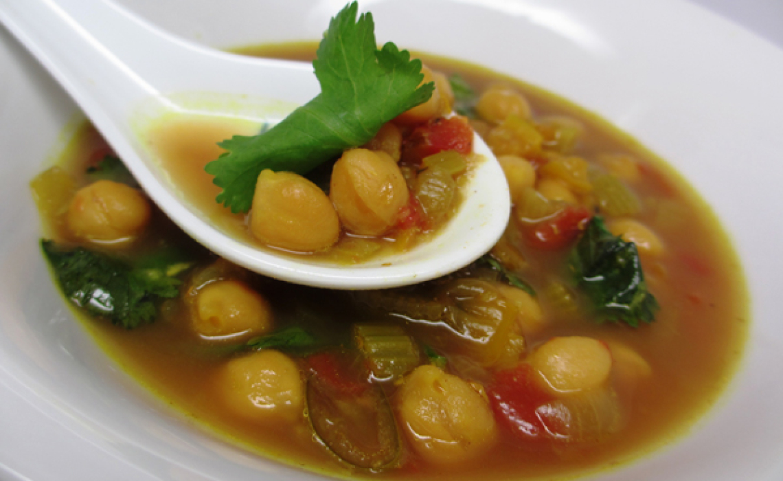 Moroccan Chickpea Soup with Leafy Greens