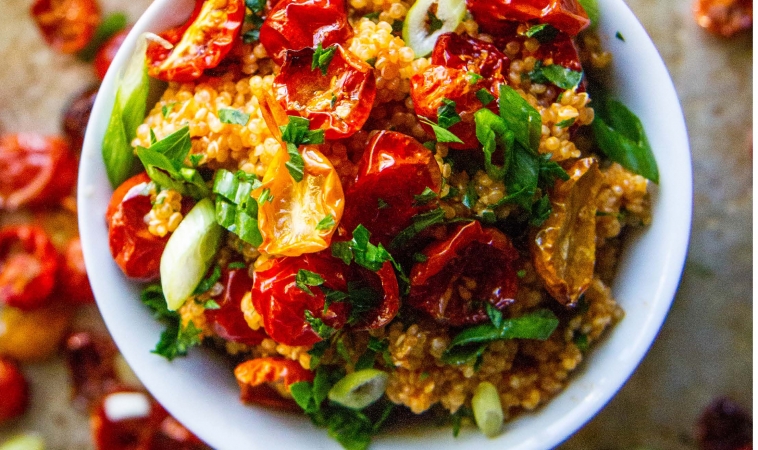 Quinoa with Oven-Dried Tomatoes and Smoky Tomato Vinaigrette