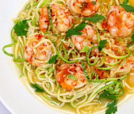 Zucchini Noodle Bowl with Shrimp and Tomatoes